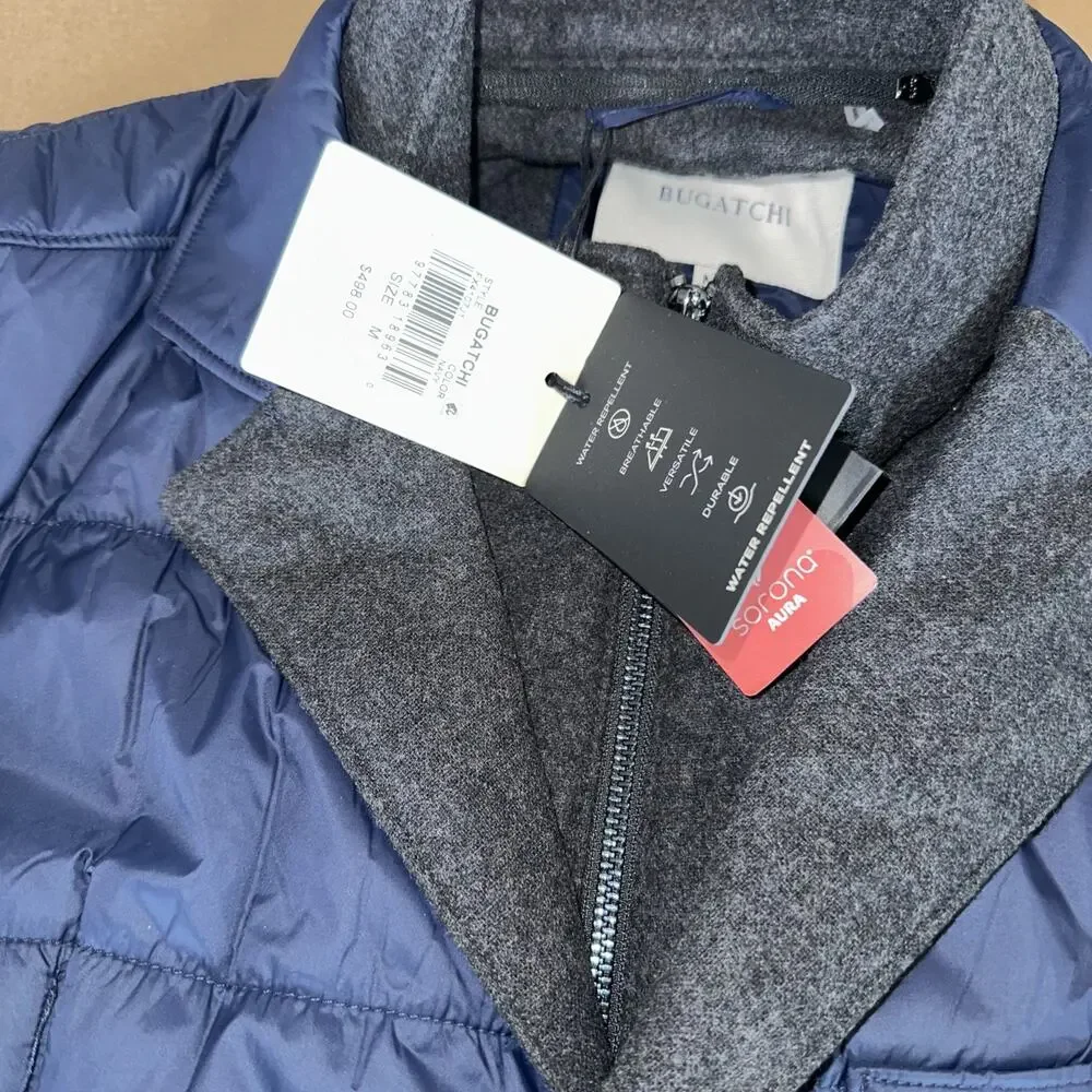 Bugatchi Mens Three Button Quilted Blazer with Detachable Bib navy size M
